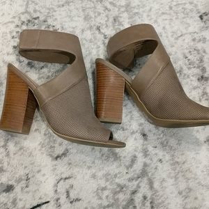 Call it spring taupe colored open toe chunky heel shoe
